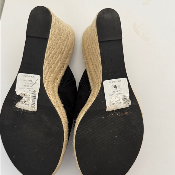 Stuart Weitzman Black and Tan Wedge Espadrilles - Picture 3 of 3